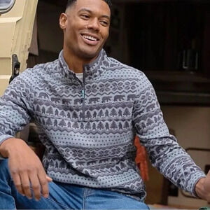 Chubbies The Bear Hug‎ Gray Fleece Pullover 1/4 Zip Nordic Men’s Size Medium